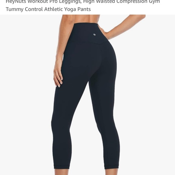 HeyNuts Essential High Waisted Yoga Capris Leggings Navy Blue Sz 12 - Picture 1 of 6